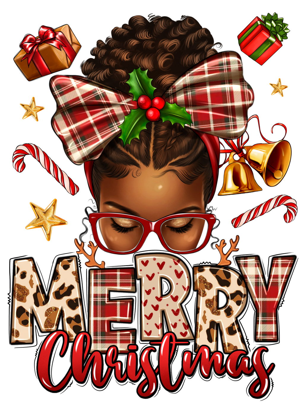 Merry Christmas Afro Bun