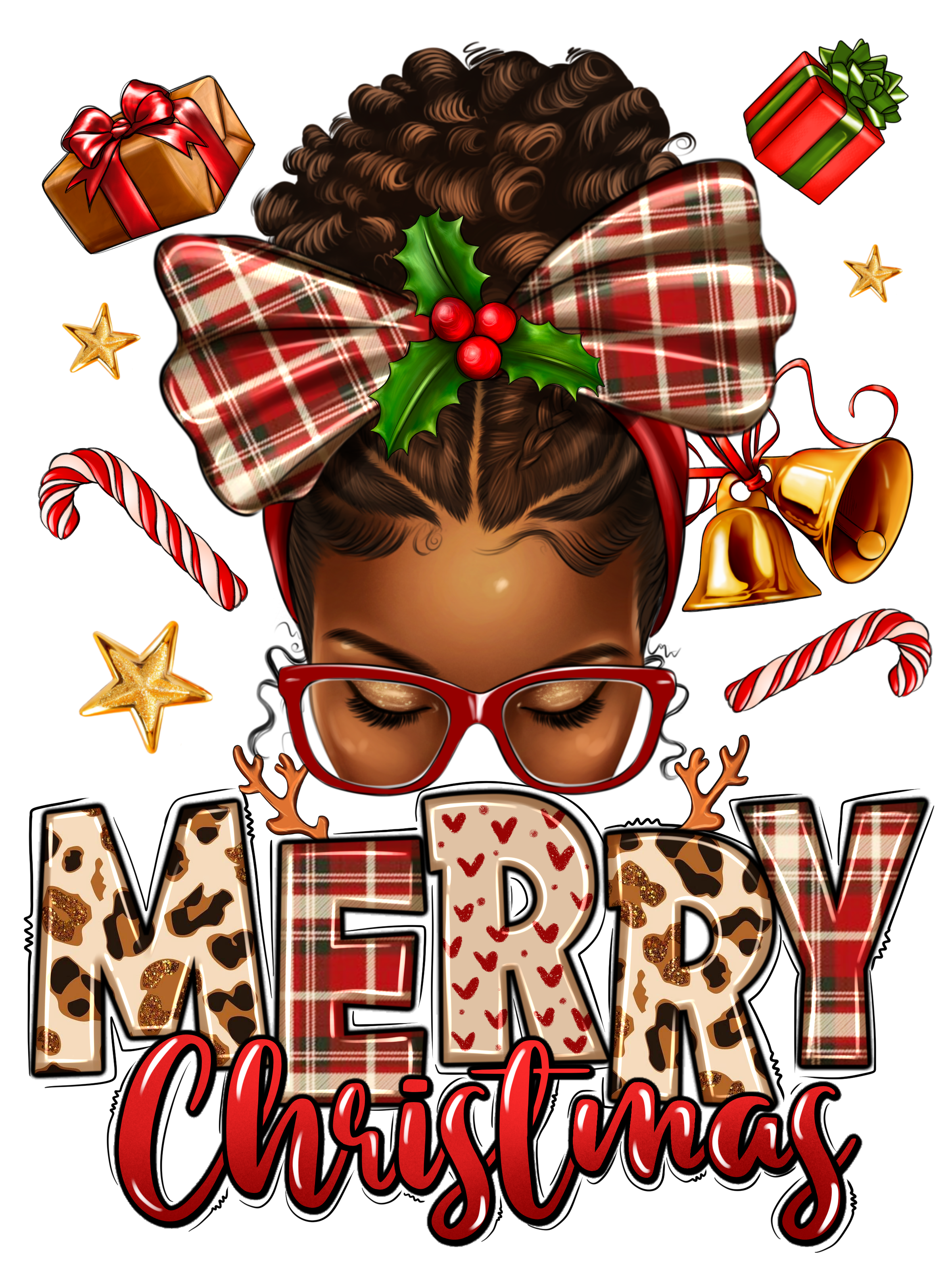 Merry Christmas Afro Bun